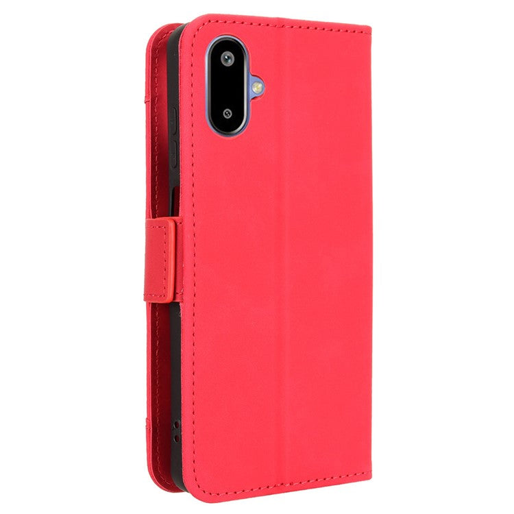 For Samsung Galaxy F06 5G  /  M06 5G Leather Case Phone Wallet Cover with Multiple Card Slots - Red