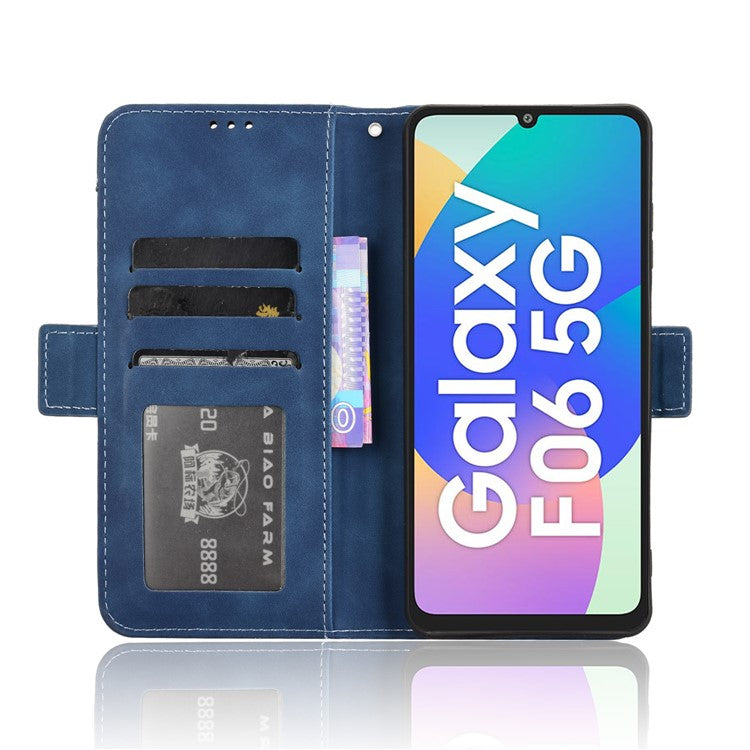 For Samsung Galaxy F06 5G  /  M06 5G Leather Case Phone Wallet Cover with Multiple Card Slots - Blue