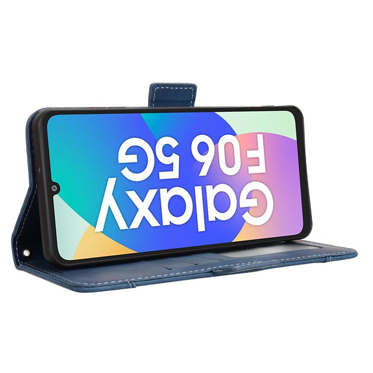 For Samsung Galaxy F06 5G  /  M06 5G Leather Case Phone Wallet Cover with Multiple Card Slots - Blue