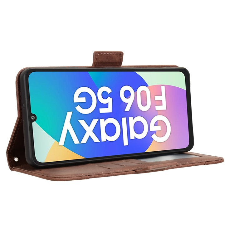For Samsung Galaxy F06 5G  /  M06 5G Leather Case Phone Wallet Cover with Multiple Card Slots - Brown