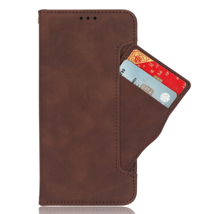 For Samsung Galaxy F06 5G  /  M06 5G Leather Case Phone Wallet Cover with Multiple Card Slots - Brown