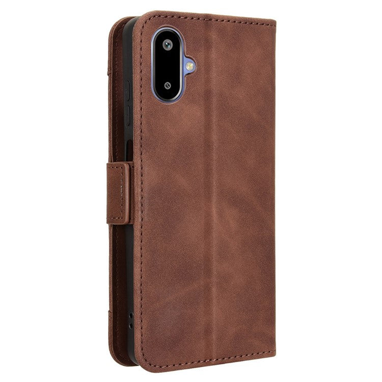 For Samsung Galaxy F06 5G  /  M06 5G Leather Case Phone Wallet Cover with Multiple Card Slots - Brown