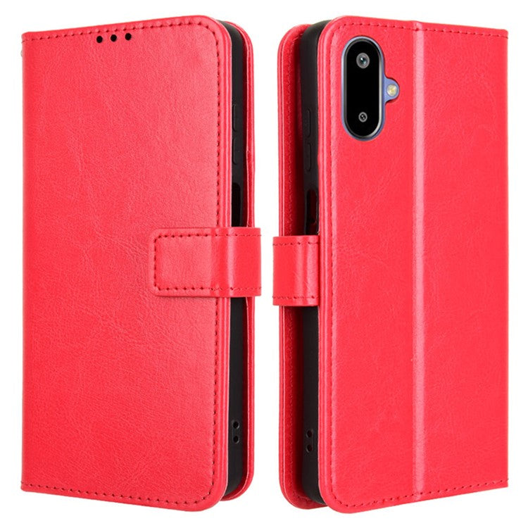 For Samsung Galaxy F06 5G  /  M06 5G Case Crazy Horse Texture PU Leather Phone Wallet Cover - Red