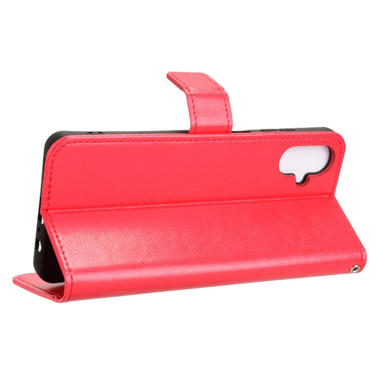 For Samsung Galaxy F06 5G  /  M06 5G Case Crazy Horse Texture PU Leather Phone Wallet Cover - Red