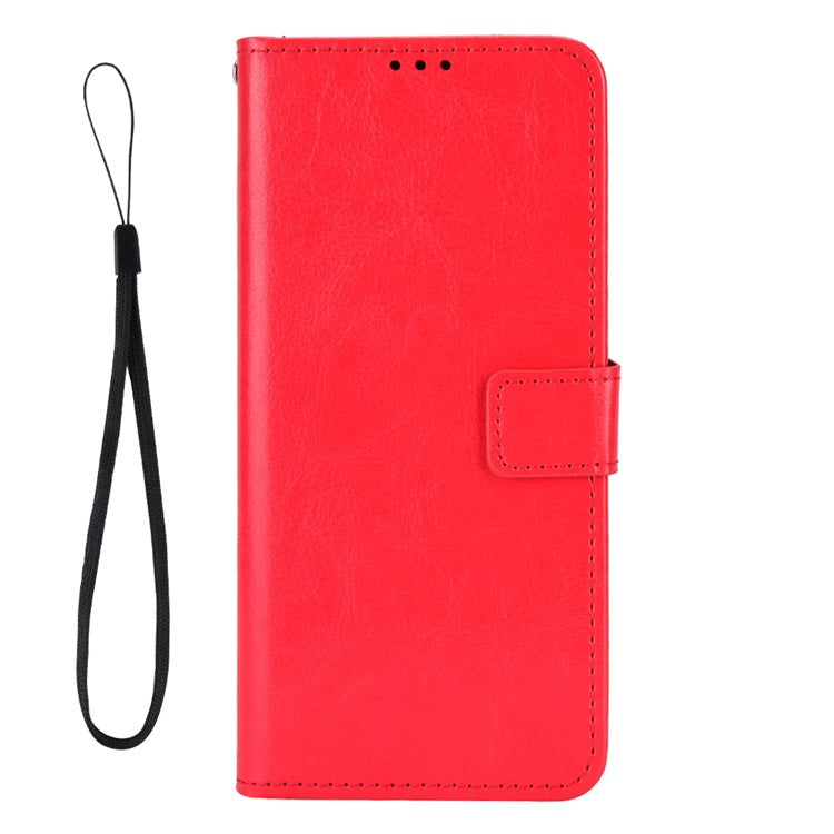 For Samsung Galaxy F06 5G  /  M06 5G Case Crazy Horse Texture PU Leather Phone Wallet Cover - Red