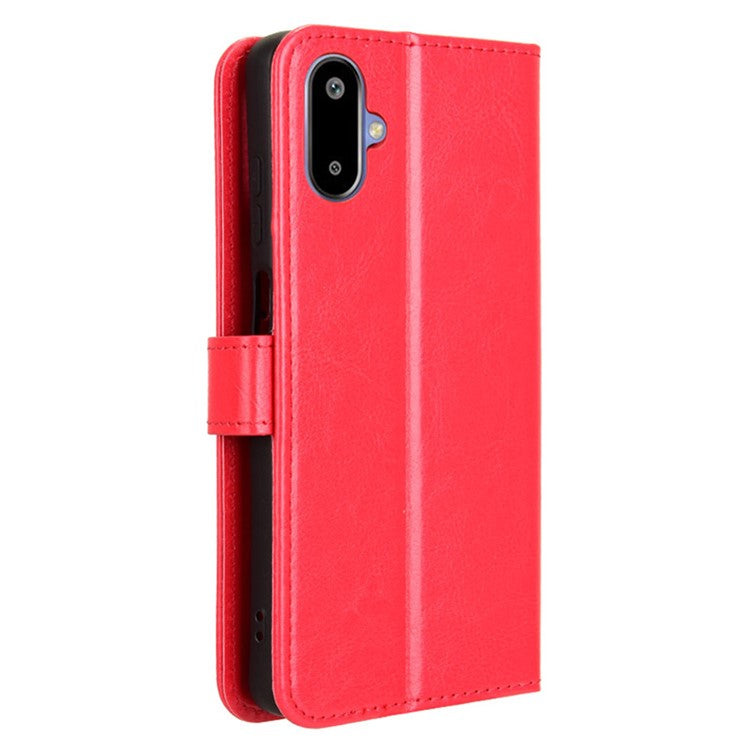 For Samsung Galaxy F06 5G  /  M06 5G Case Crazy Horse Texture PU Leather Phone Wallet Cover - Red