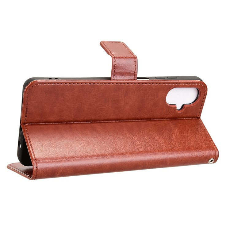 For Samsung Galaxy F06 5G  /  M06 5G Case Crazy Horse Texture PU Leather Phone Wallet Cover - Brown
