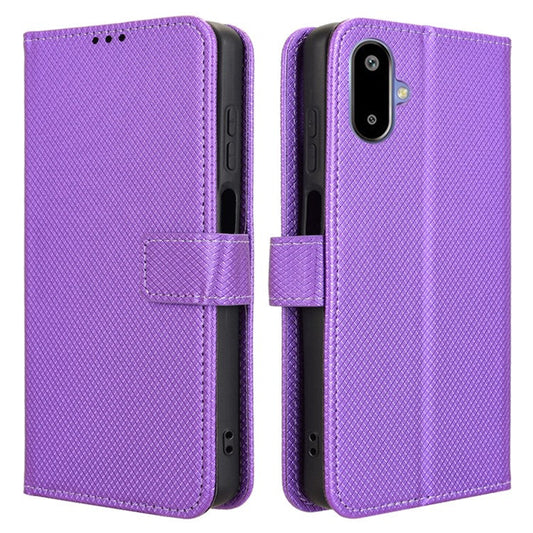 For Samsung Galaxy F06 5G  /  M06 5G Case PU Leather Diamond Texture Wallet Phone Cover - Purple