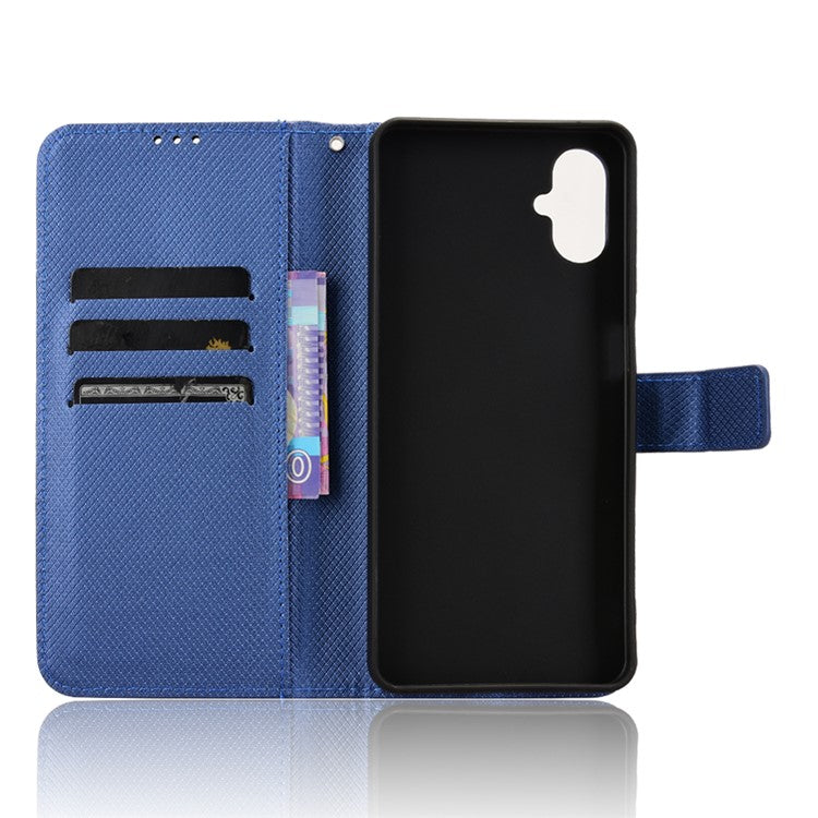 For Samsung Galaxy F06 5G  /  M06 5G Case PU Leather Diamond Texture Wallet Phone Cover - Blue