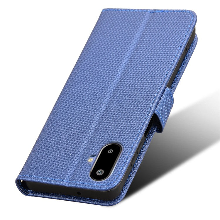 For Samsung Galaxy F06 5G  /  M06 5G Case PU Leather Diamond Texture Wallet Phone Cover - Blue