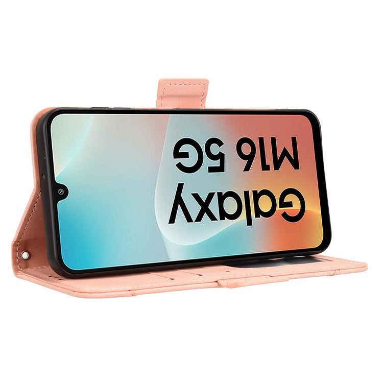 For Samsung Galaxy M16 5G  /  F16 5G Leather Case Phone Wallet Cover with Multiple Card Slots - Pink