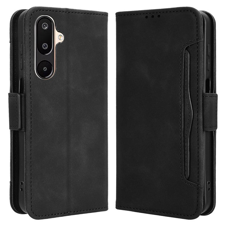 For Samsung Galaxy M16 5G  /  F16 5G Leather Case Phone Wallet Cover with Multiple Card Slots - Black