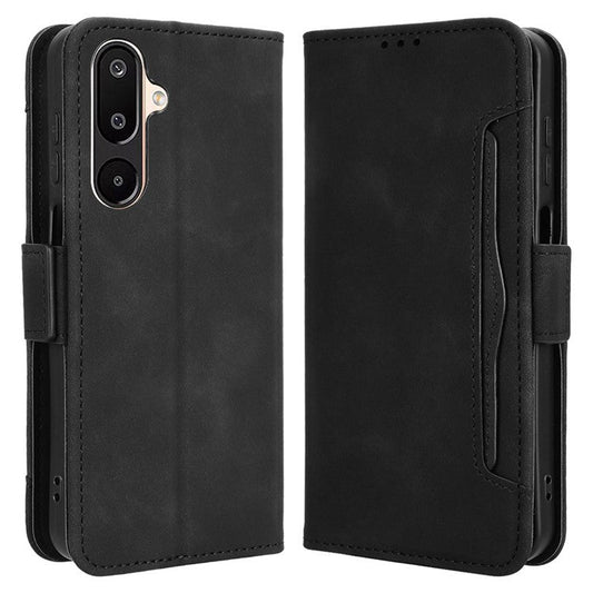 For Samsung Galaxy M16 5G  /  F16 5G Leather Case Phone Wallet Cover with Multiple Card Slots - Black