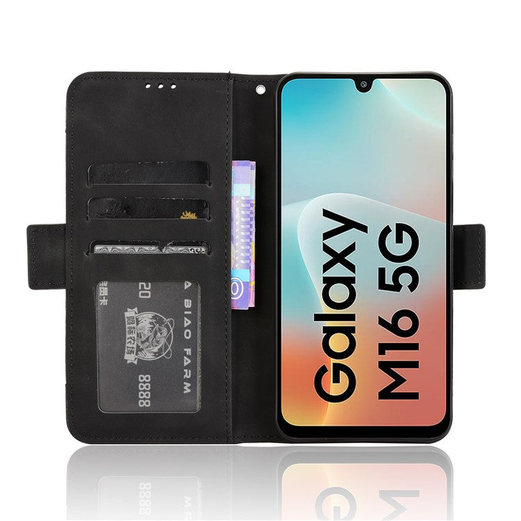 For Samsung Galaxy M16 5G  /  F16 5G Leather Case Phone Wallet Cover with Multiple Card Slots - Black