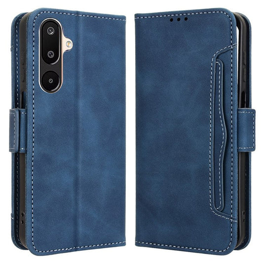 For Samsung Galaxy M16 5G  /  F16 5G Leather Case Phone Wallet Cover with Multiple Card Slots - Blue