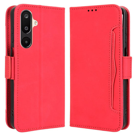 For Samsung Galaxy M16 5G  /  F16 5G Leather Case Phone Wallet Cover with Multiple Card Slots - Red