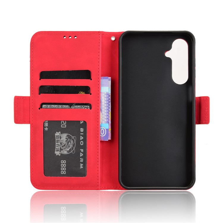 For Samsung Galaxy M16 5G  /  F16 5G Leather Case Phone Wallet Cover with Multiple Card Slots - Red