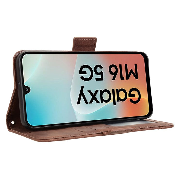 For Samsung Galaxy M16 5G  /  F16 5G Leather Case Phone Wallet Cover with Multiple Card Slots - Brown