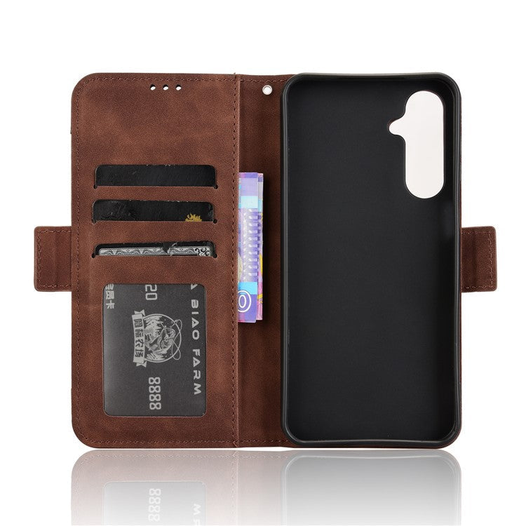 For Samsung Galaxy M16 5G  /  F16 5G Leather Case Phone Wallet Cover with Multiple Card Slots - Brown