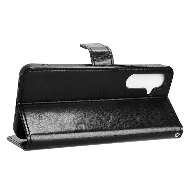 For Samsung Galaxy M16 5G  /  F16 5G Case Crazy Horse Texture PU Leather Phone Wallet Cover - Black