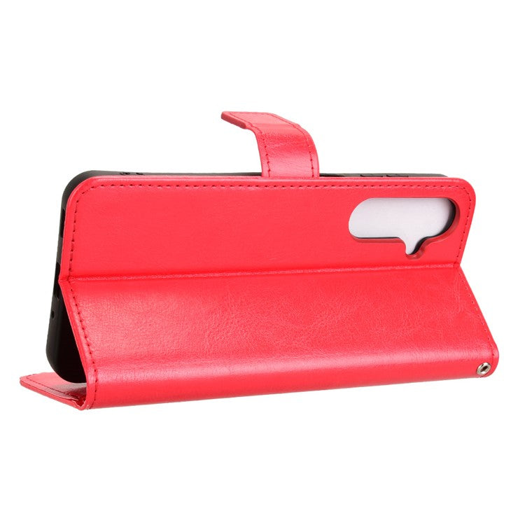 For Samsung Galaxy M16 5G  /  F16 5G Case Crazy Horse Texture PU Leather Phone Wallet Cover - Red