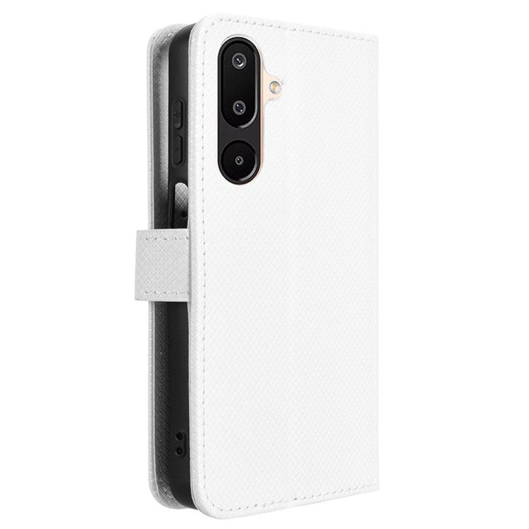 For Samsung Galaxy M16 5G  /  F16 5G Case PU Leather Diamond Texture Wallet Phone Cover - White