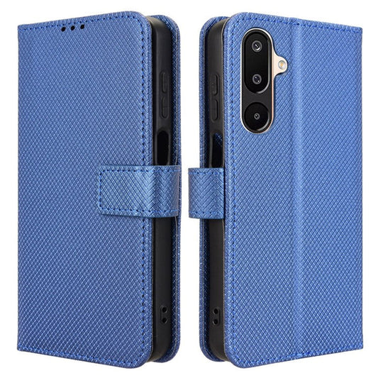 For Samsung Galaxy M16 5G  /  F16 5G Case PU Leather Diamond Texture Wallet Phone Cover - Blue