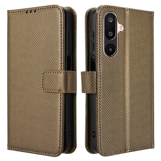 For Samsung Galaxy M16 5G  /  F16 5G Case PU Leather Diamond Texture Wallet Phone Cover - Brown