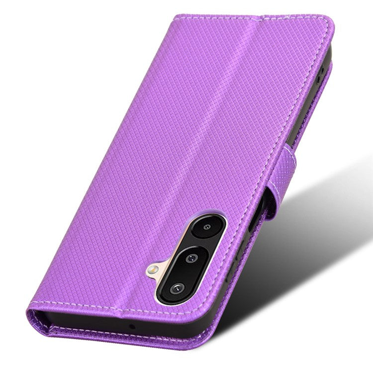 For Samsung Galaxy M16 5G  /  F16 5G Case PU Leather Diamond Texture Wallet Phone Cover - Purple