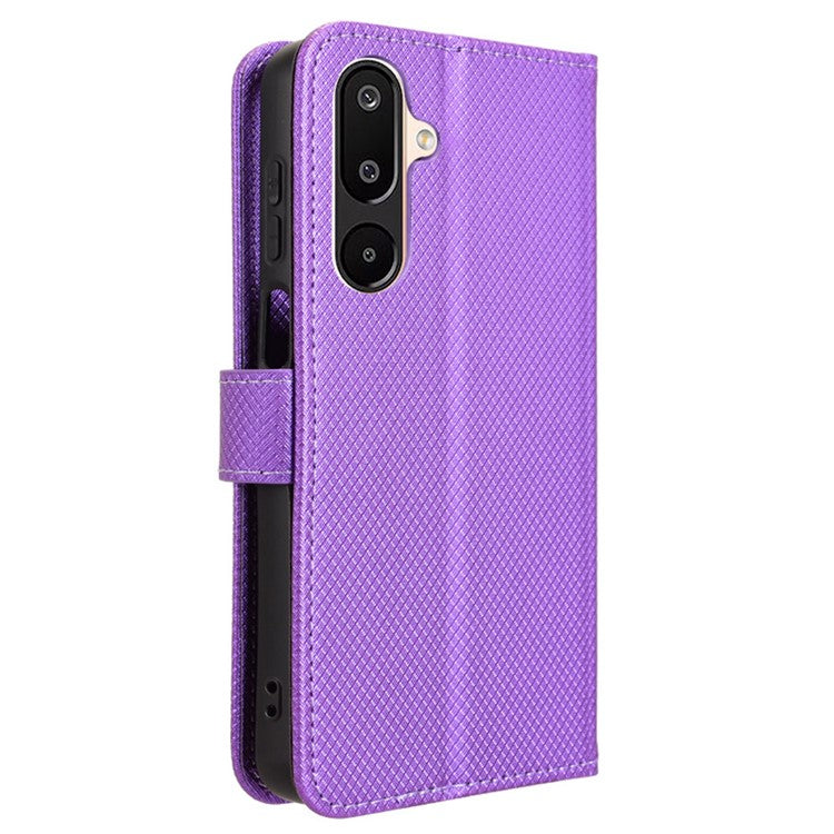 For Samsung Galaxy M16 5G  /  F16 5G Case PU Leather Diamond Texture Wallet Phone Cover - Purple