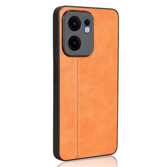 For Oppo Reno13 F 5G Case Cowhide Texture Leather + TPU + PC Phone Cover Stitching Line - Orange