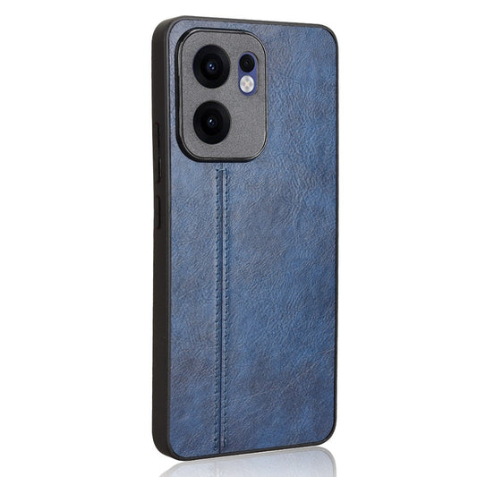 For Oppo Reno13 F 5G Case Cowhide Texture Leather + TPU + PC Phone Cover Stitching Line - Blue