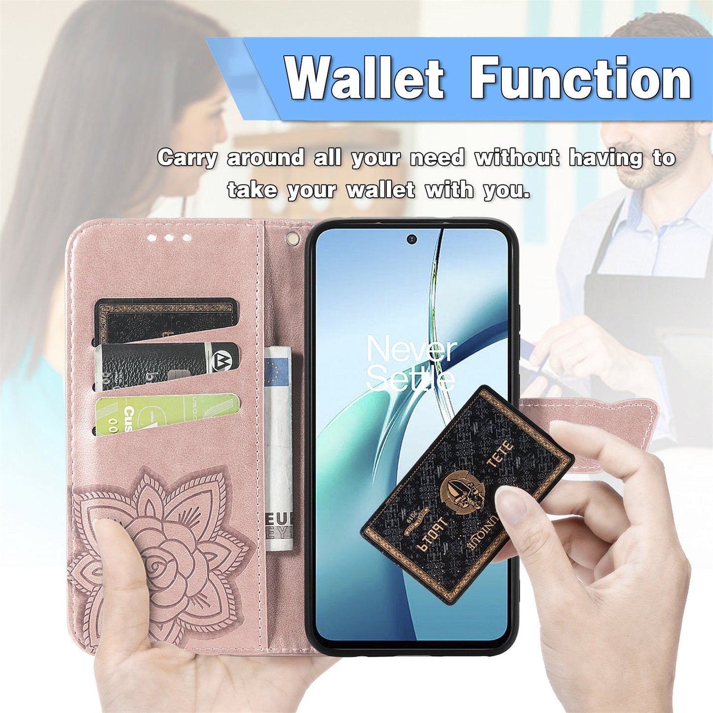 For Oppo Reno13 5G (Global) Case with Strap Butterfly Pattern PU Leather Wallet Phone Cover - Rose Gold