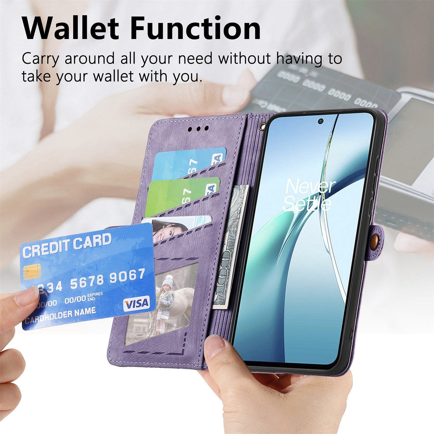For Oppo Reno13 5G (Global) Zipper Wallet Case Geometry Lines Leather Phone Cover with Strap - Purple