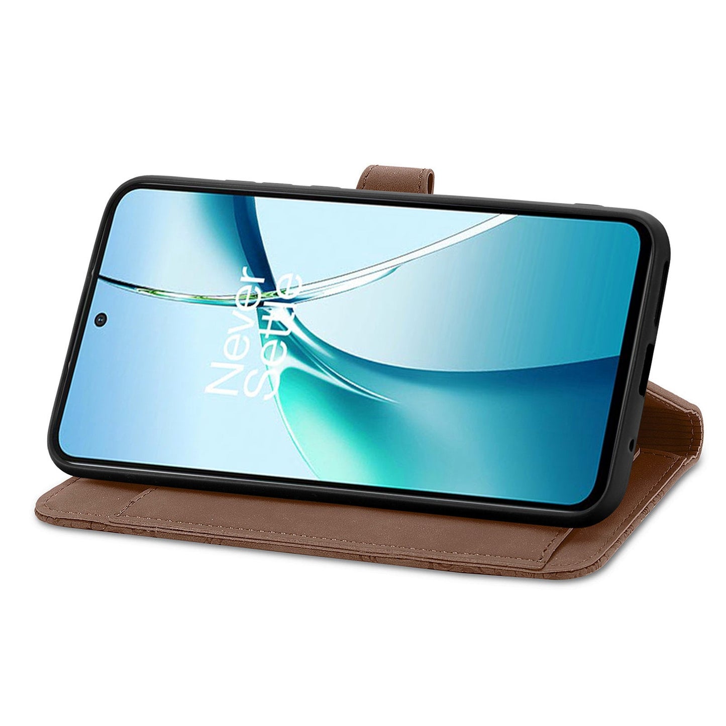 For Oppo Reno13 5G (Global) Zipper Wallet Case with Strap Flower Imprint PU Leather Phone Cover - Brown
