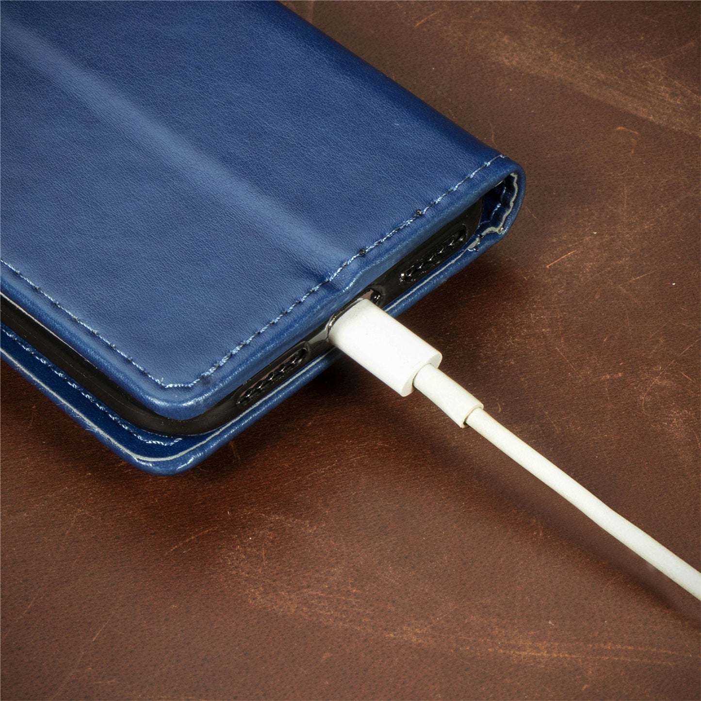 For Oppo Reno13 5G (Global) Case Leather Phone Case Wallet Stand Cover with Wrist Strap - Blue