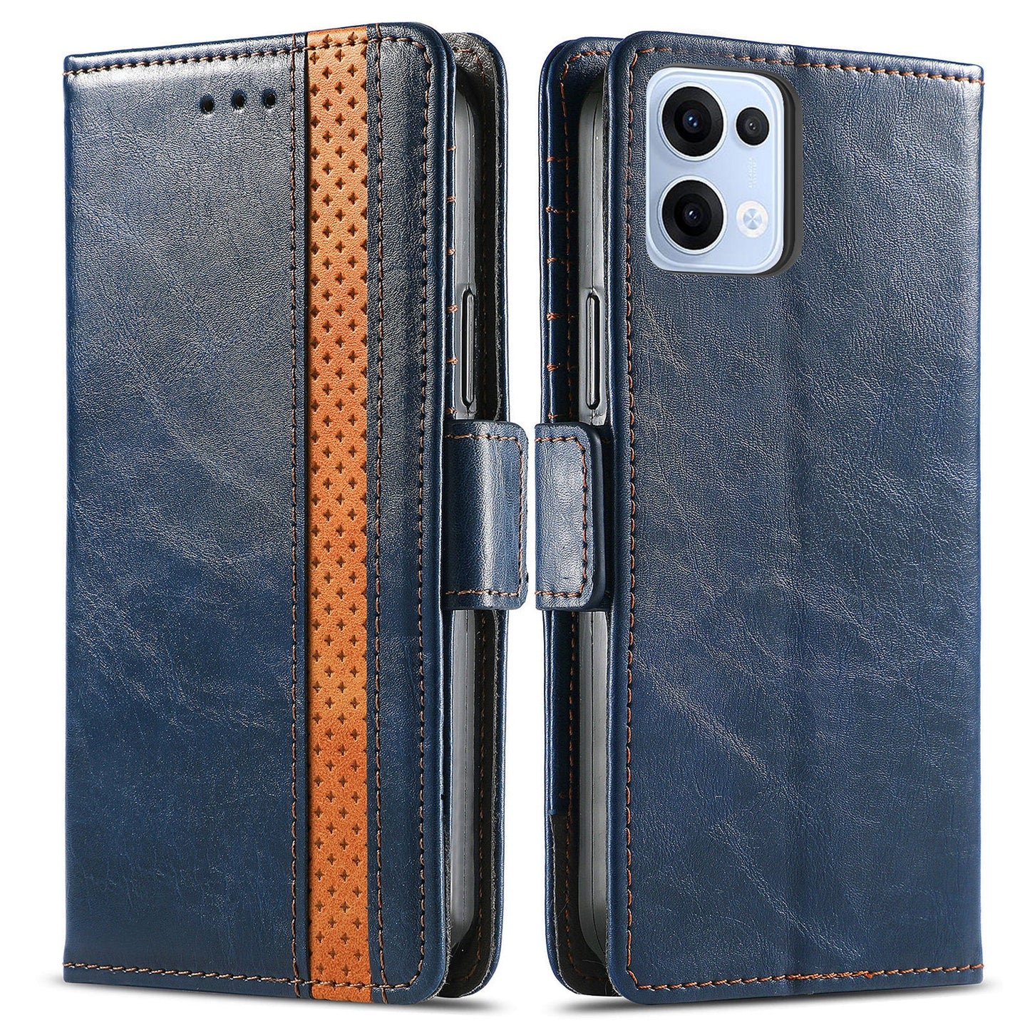 For Oppo Reno13 5G (Global) Phone Cases CASENEO PU Leather Cover Stand with RFID Blocking Wallet - Dark Blue