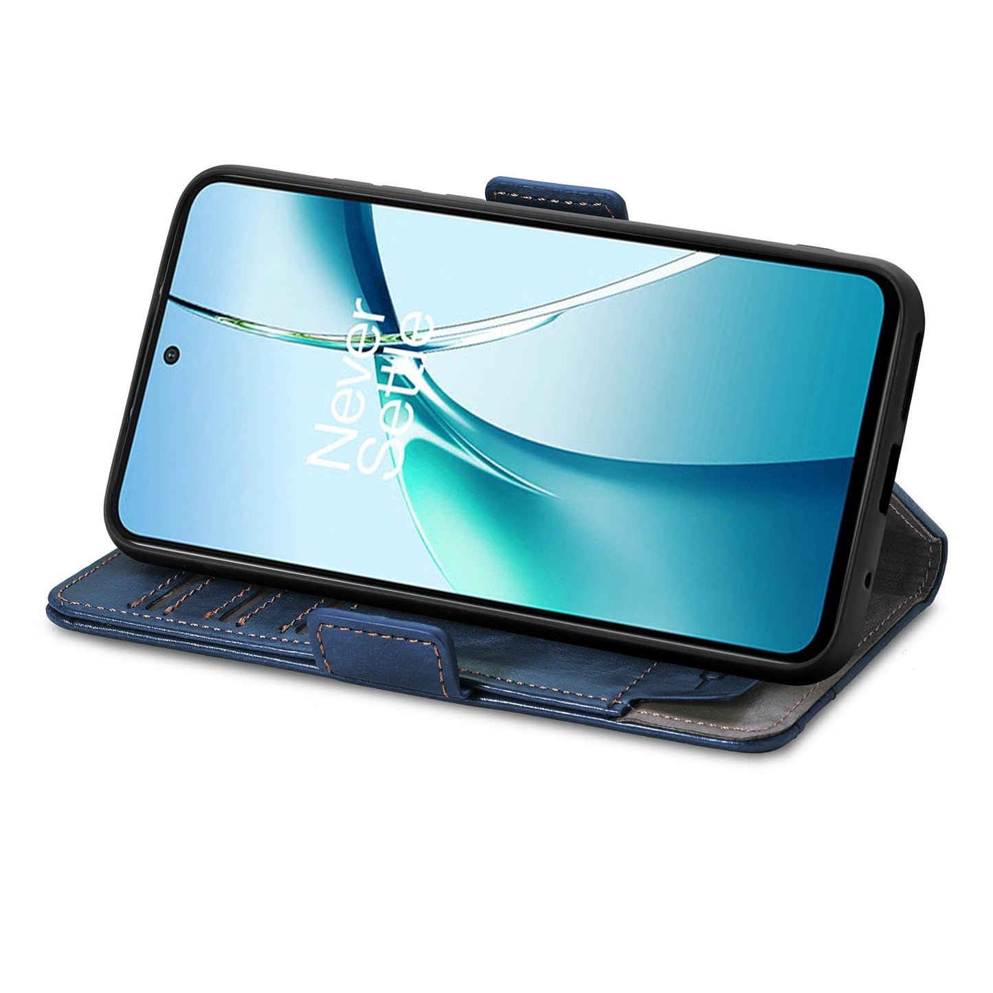 For Oppo Reno13 5G (Global) Phone Cases CASENEO PU Leather Cover Stand with RFID Blocking Wallet - Dark Blue