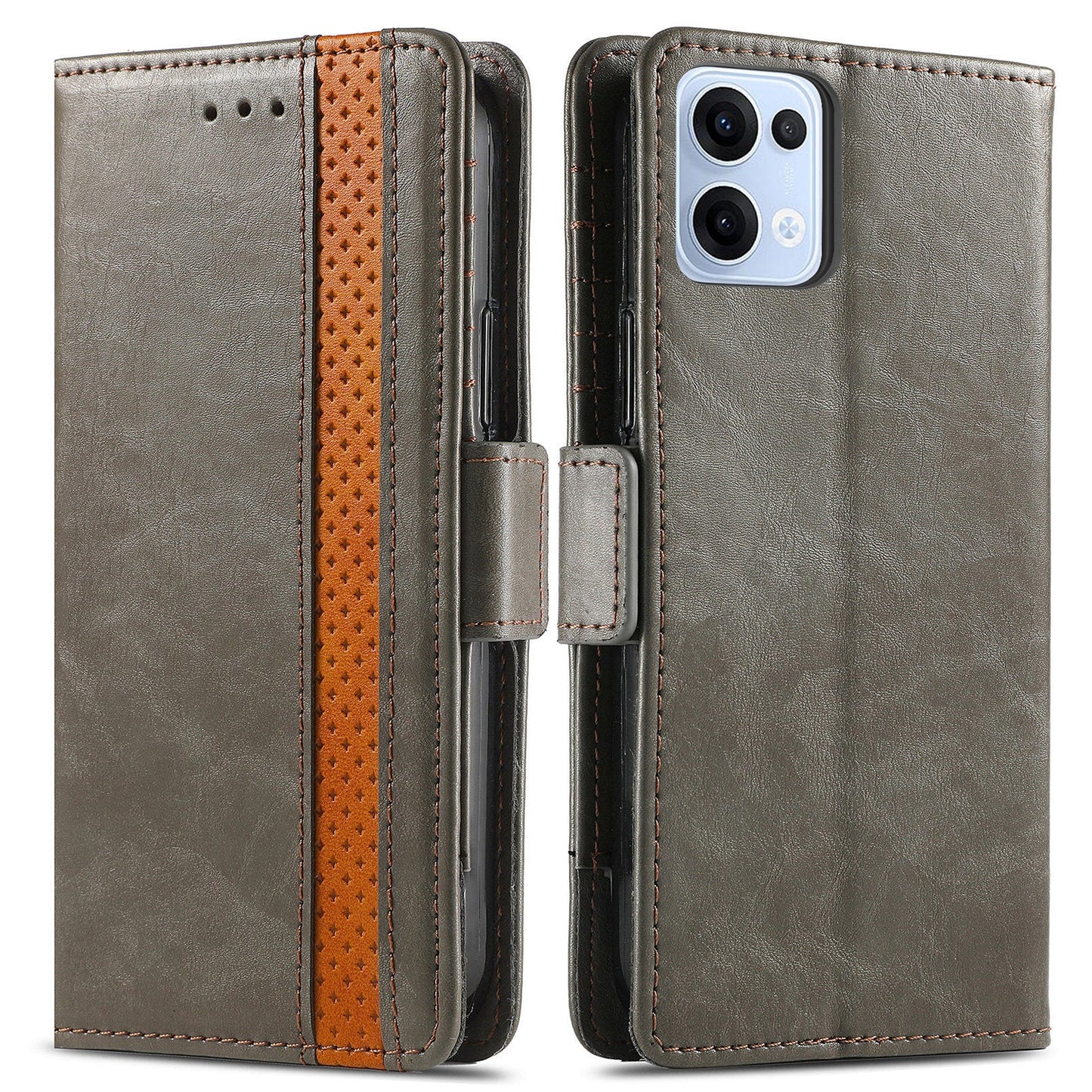 For Oppo Reno13 5G (Global) Phone Cases CASENEO PU Leather Cover Stand with RFID Blocking Wallet - Grey