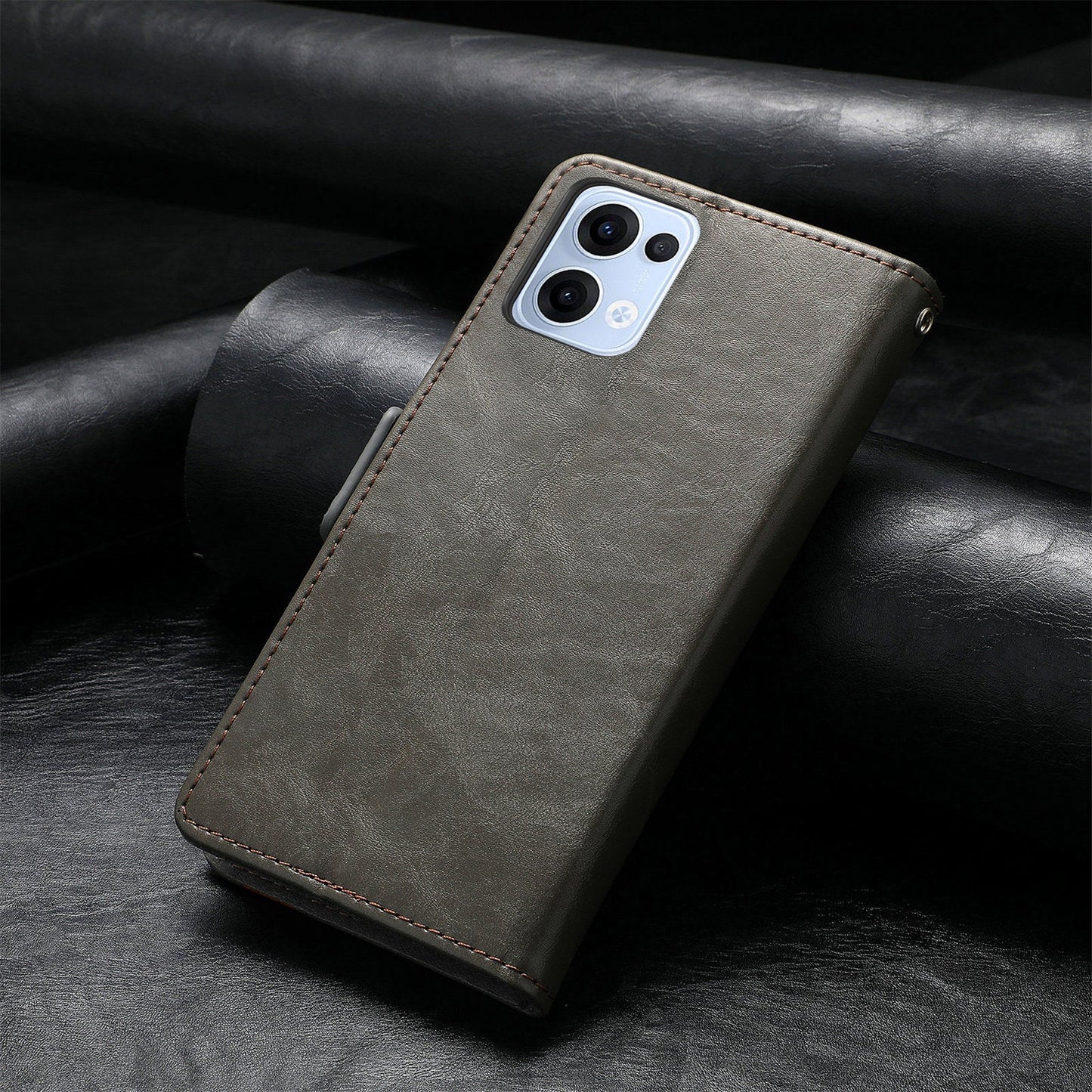 For Oppo Reno13 5G (Global) Phone Cases CASENEO PU Leather Cover Stand with RFID Blocking Wallet - Grey
