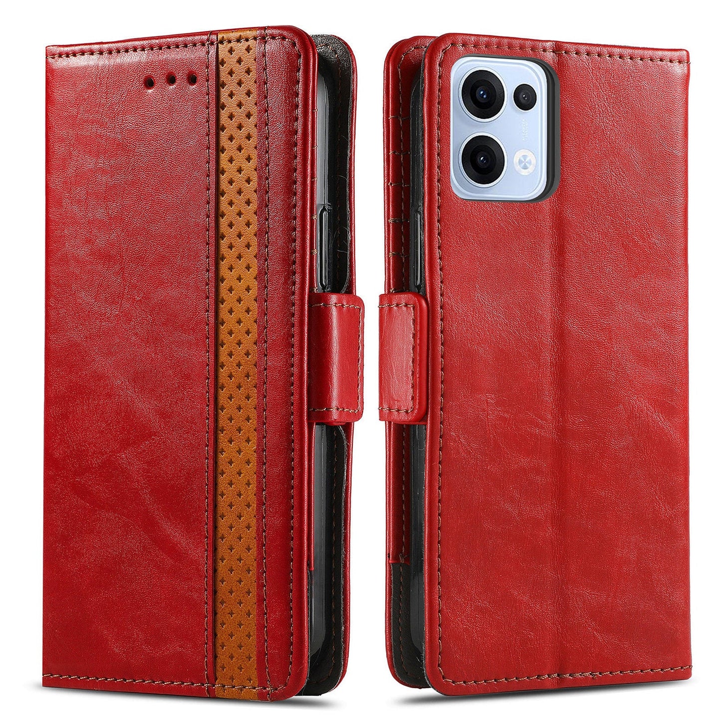 For Oppo Reno13 5G (Global) Phone Cases CASENEO PU Leather Cover Stand with RFID Blocking Wallet - Red