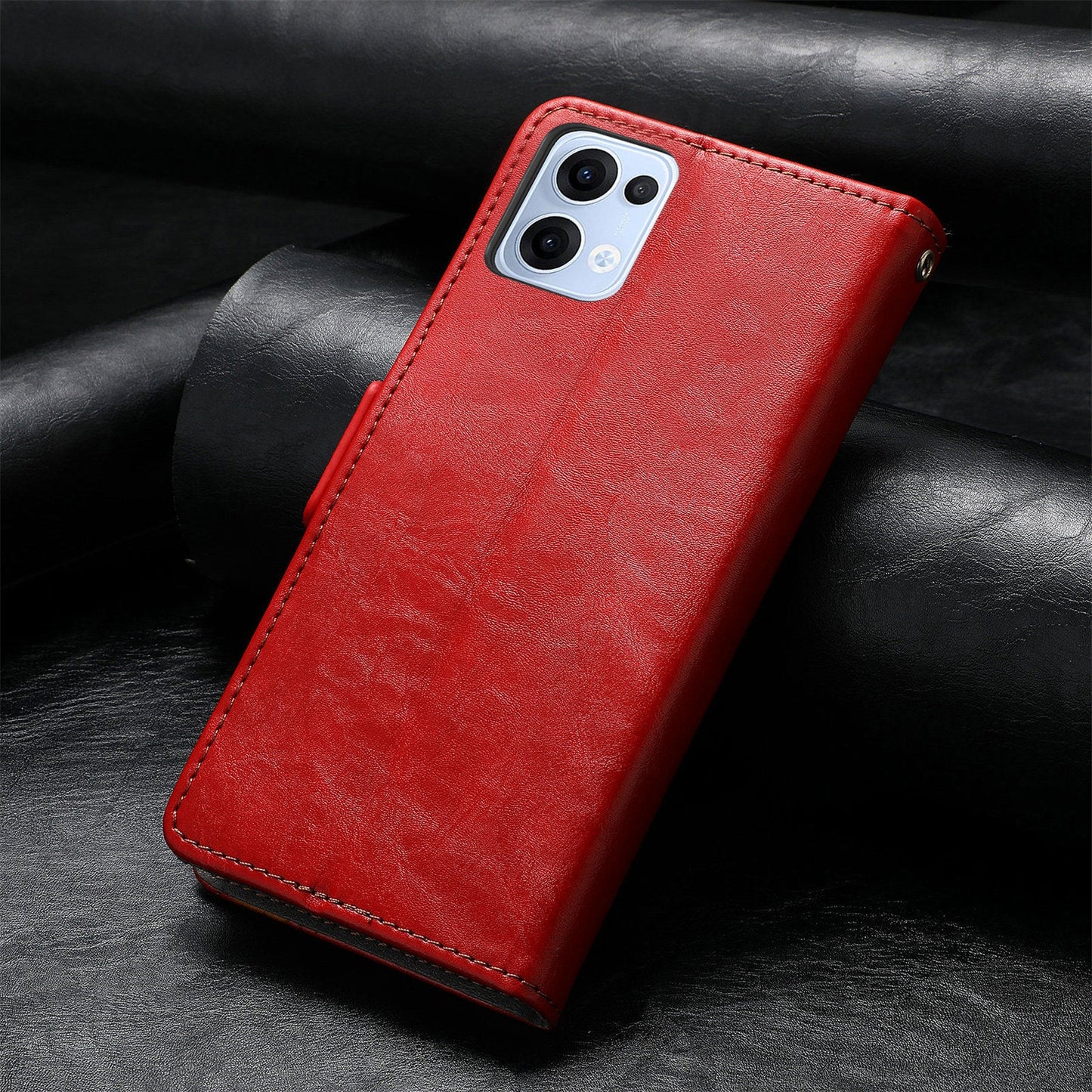 For Oppo Reno13 5G (Global) Phone Cases CASENEO PU Leather Cover Stand with RFID Blocking Wallet - Red