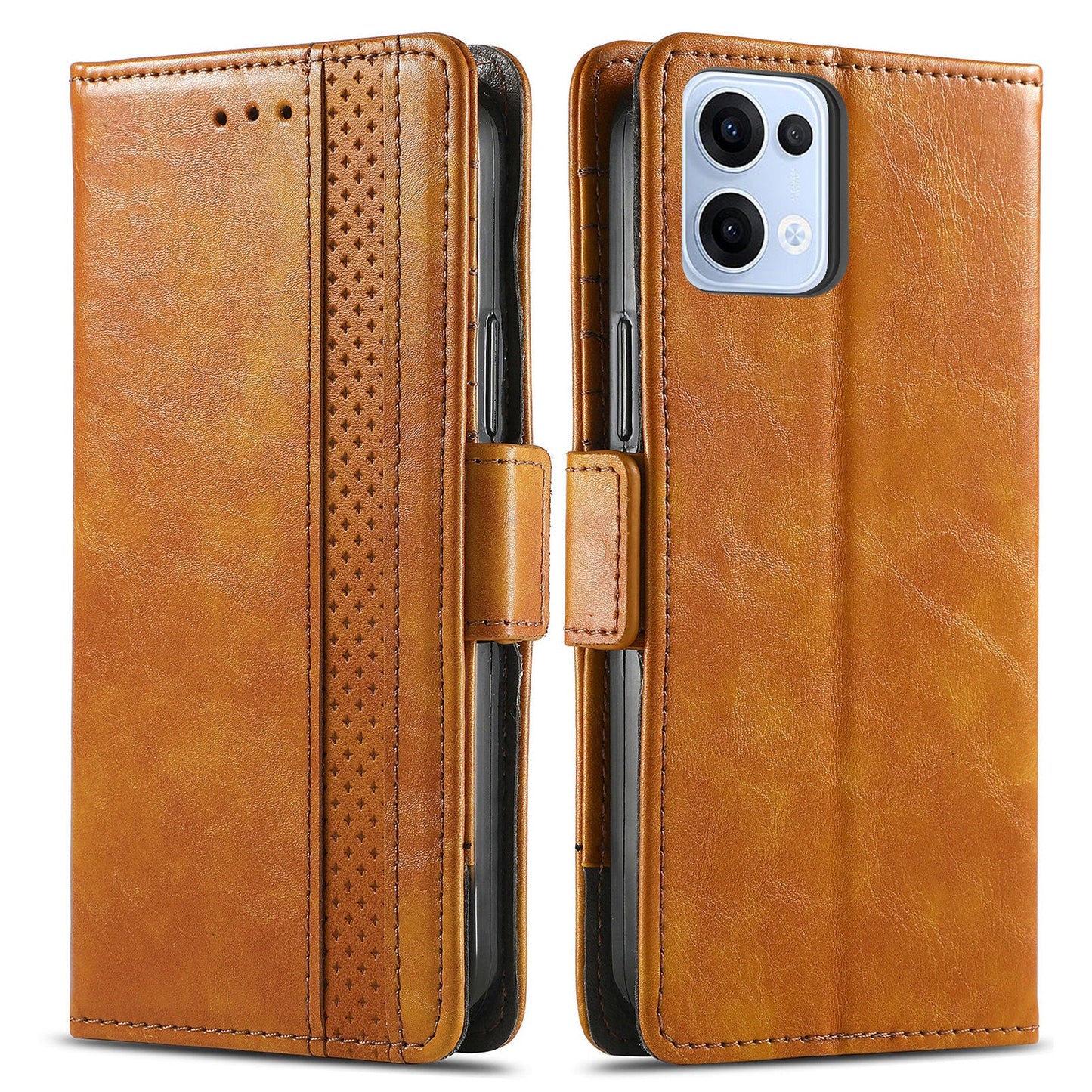 For Oppo Reno13 5G (Global) Phone Cases CASENEO PU Leather Cover Stand with RFID Blocking Wallet - Khaki