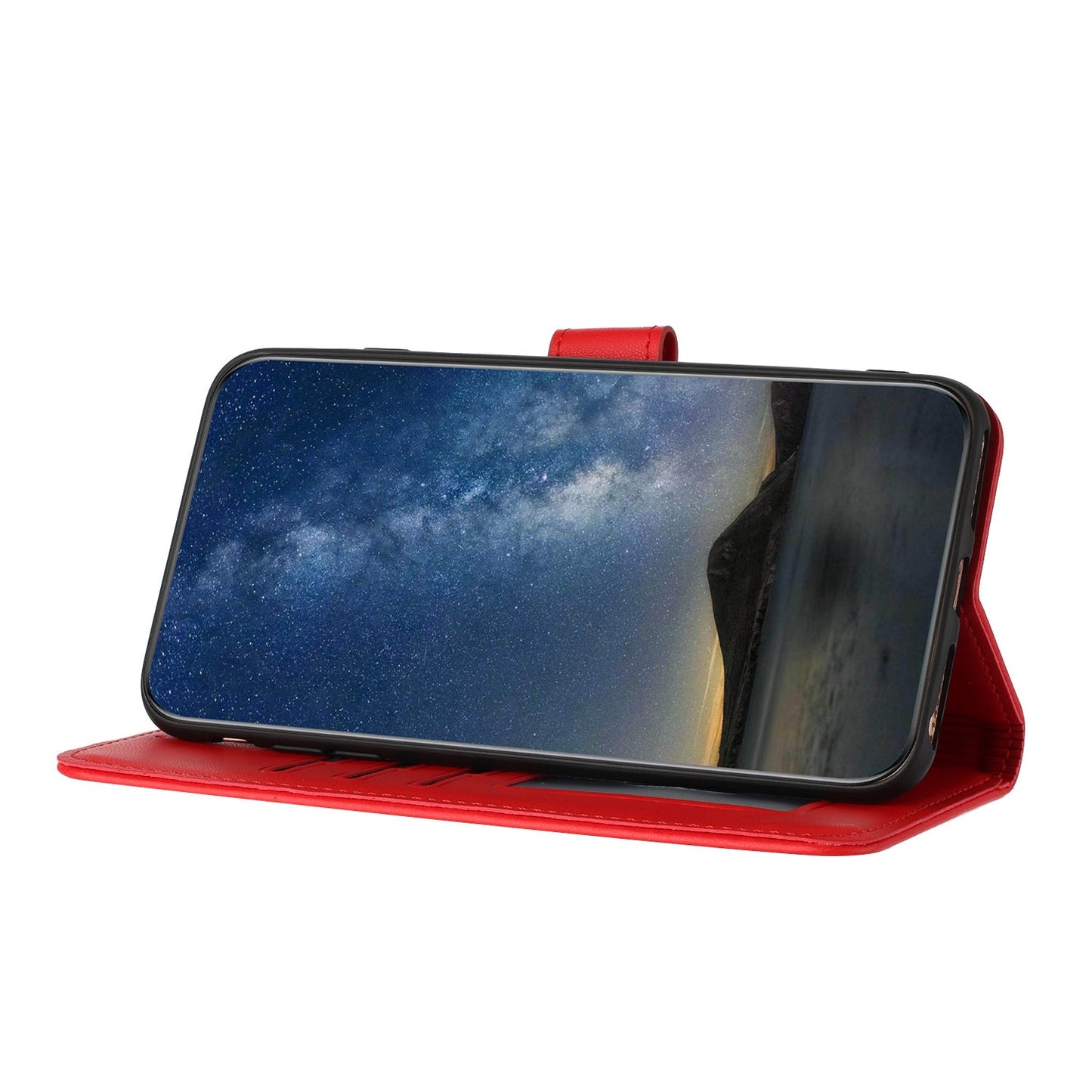 For Samsung Galaxy M16 5G / Galaxy F16 5G Phone Cases Mandala Flower Leather Wallet Mobile Cover with Strap - Red
