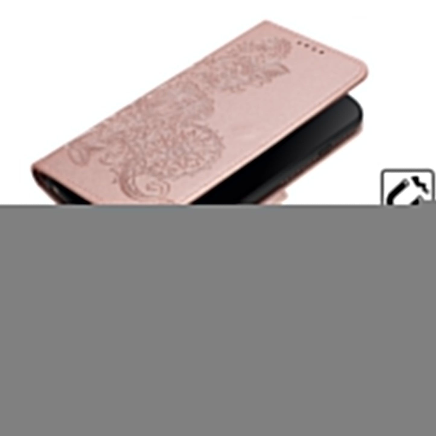 For Samsung Galaxy M06 5G / Galaxy F06 5G Phone Cases Mandala Flower Leather Wallet Mobile Cover with Strap - Rose Gold