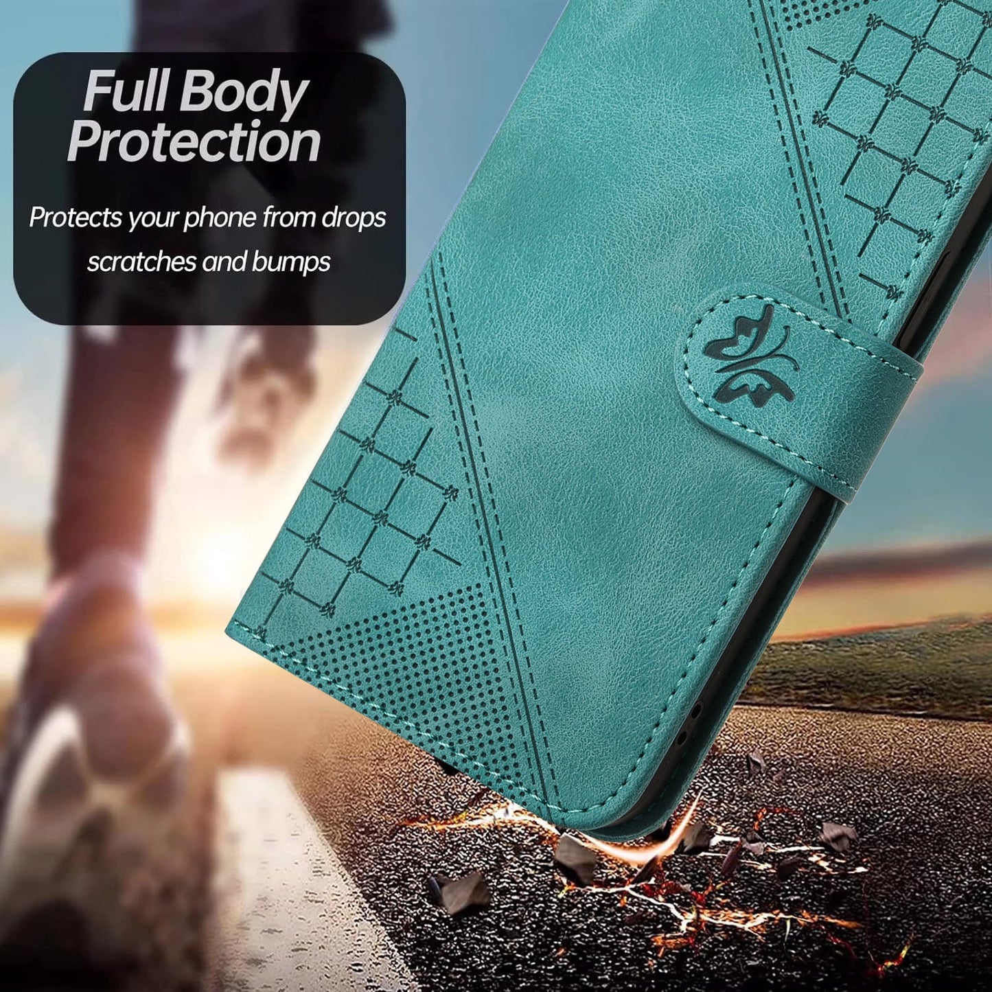 For Samsung Galaxy M16 5G / Galaxy F16 5G Leather Wallet Case Butterfly Flower Imprinted Phone Cover with Strap - Light Blue
