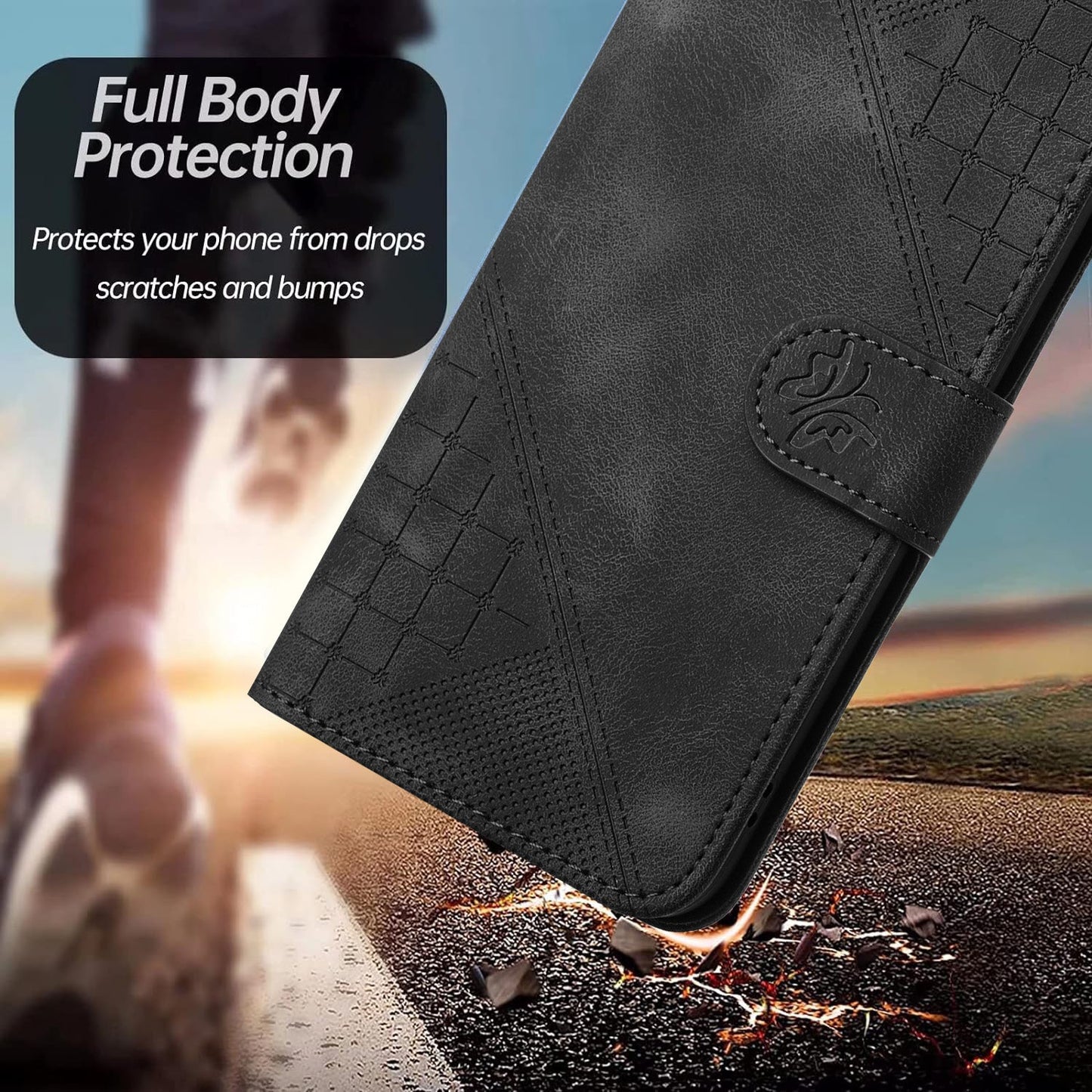 For Samsung Galaxy M16 5G / Galaxy F16 5G Leather Wallet Case Butterfly Flower Imprinted Phone Cover with Strap - Black