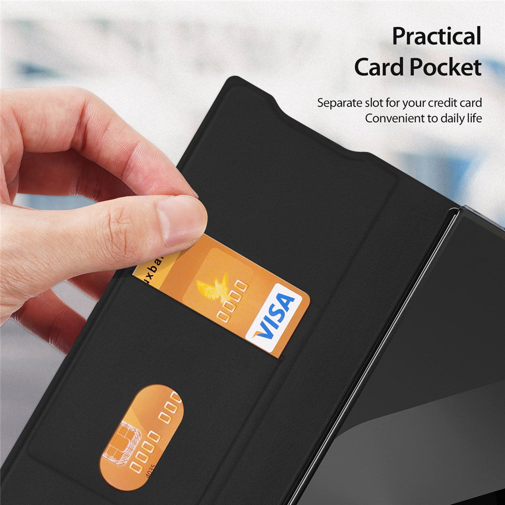 For Samsung Galaxy Z Fold7 5G Case DUX DUCIS Bril Series Leather+PC Phone Cover with Stand - Black