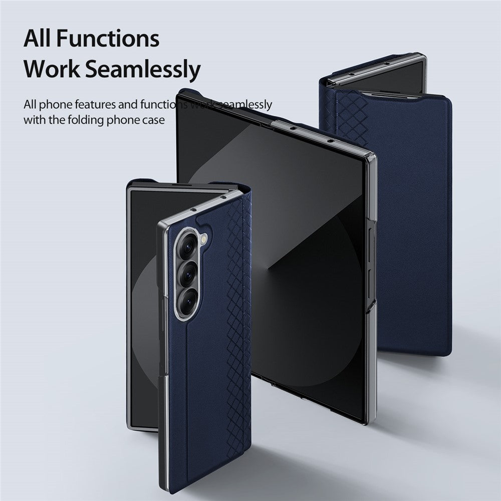 For Samsung Galaxy Z Fold7 5G Case DUX DUCIS Bril Series Leather+PC Phone Cover with Stand - Blue