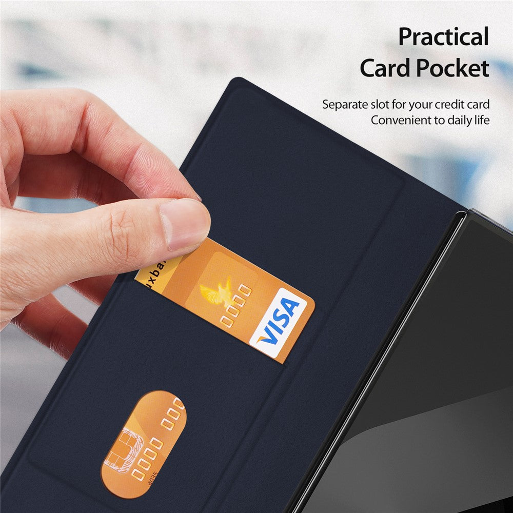 For Samsung Galaxy Z Fold7 5G Case DUX DUCIS Bril Series Leather+PC Phone Cover with Stand - Blue